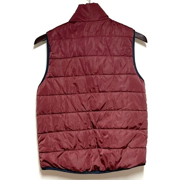 Ikks Reversible Puffer Quilted Vest Burgandy/Navy Boys 14 - Picture 3 of 9